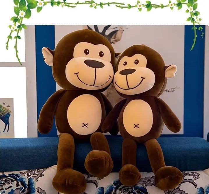 Urso de Pelúcia Fofo Macaquinho, toque macio e lavável. Ideal como travesseiro corporal e decoração. Perfeito para todas as idades