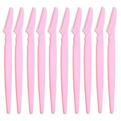 Imagem da Navalha de Sobrancelha 10 PCS  em rosa, amarelo e azul. Lâminas afiadas de aço inoxidável para modelagem precisa